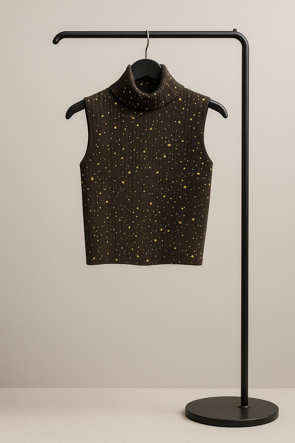 Smanicato a Collo Alto con Dettagli Lamé